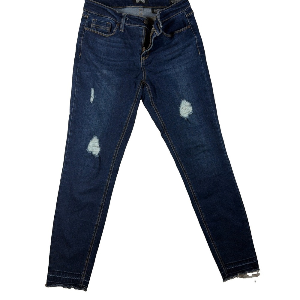 Buffalo David Bitton Size 4/27 Jeans Jess Mid-Rise Skinny Dark Wash Rip & Repair